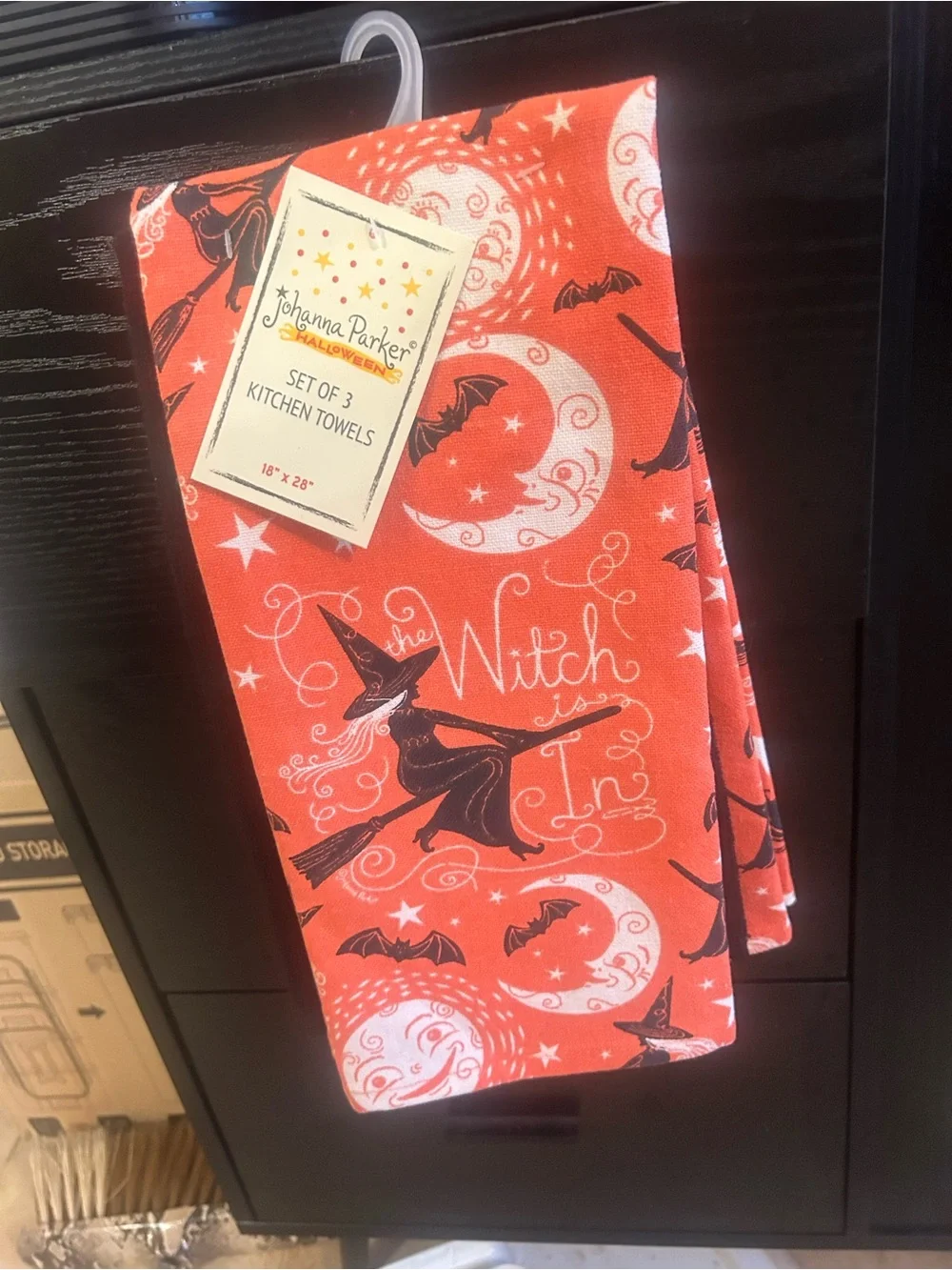 Johanna Parker Orange Halloween Witch Kitchen Towels - Set of 3
